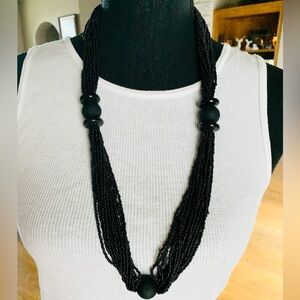 Bohemian Black‎ Multi Strand Beaded Necklace